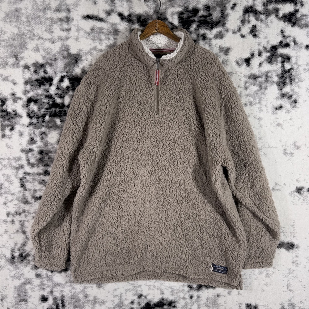 Southern Marsh 1/4 Zip Pullover Mens Size 2X Pale Brown Sherpa Fleece Preppy‎